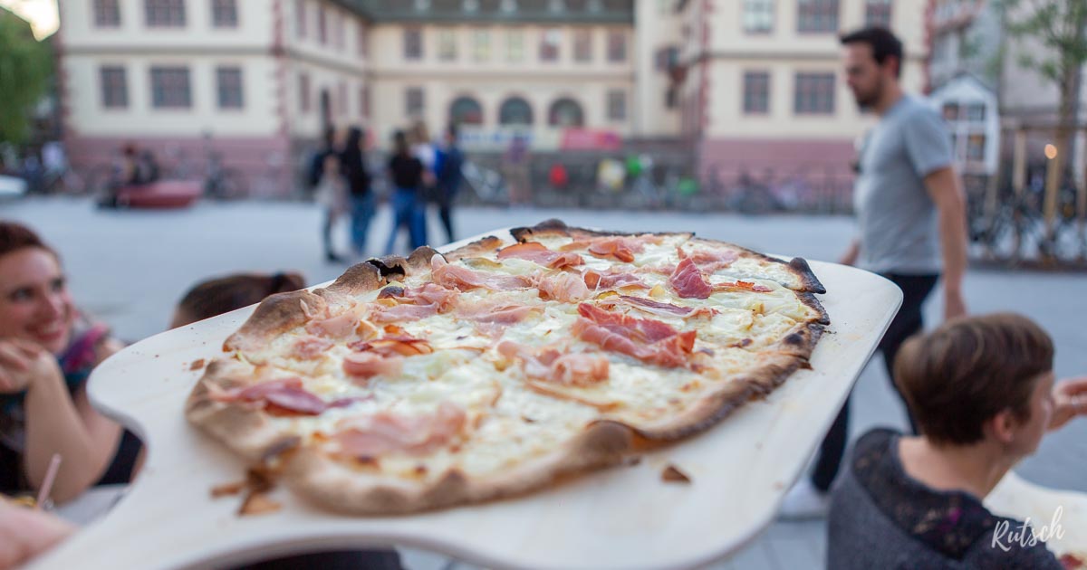a tarte flambée at Mama Bubbele in Strasbourg